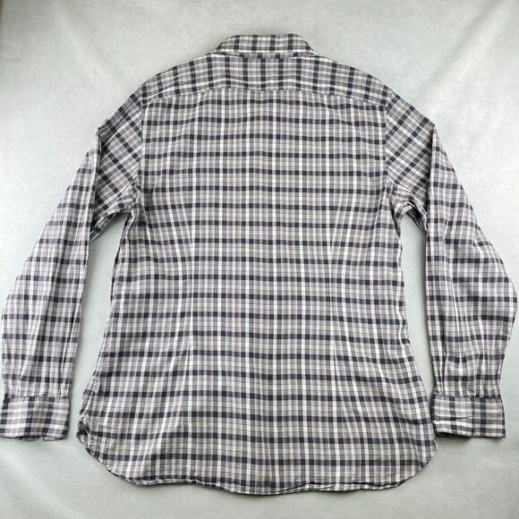 John Varvatos U.S.A. Shirt Mens XL Gray Black Plaid Button Front Long Sleeve - Picture 2 of 7